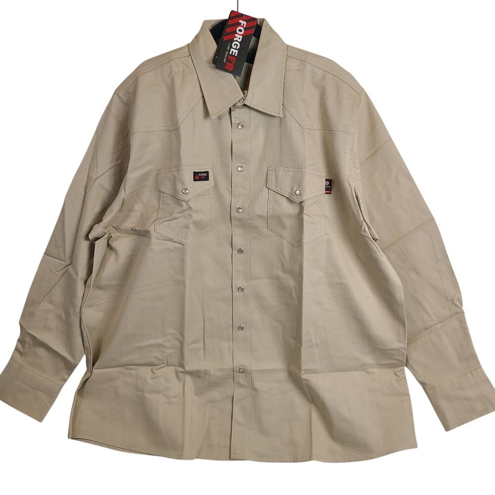 NWT Forge Fr Flame Resistant Work Shirt Stone Color Nfpa 2112 Certified Sz 2xl